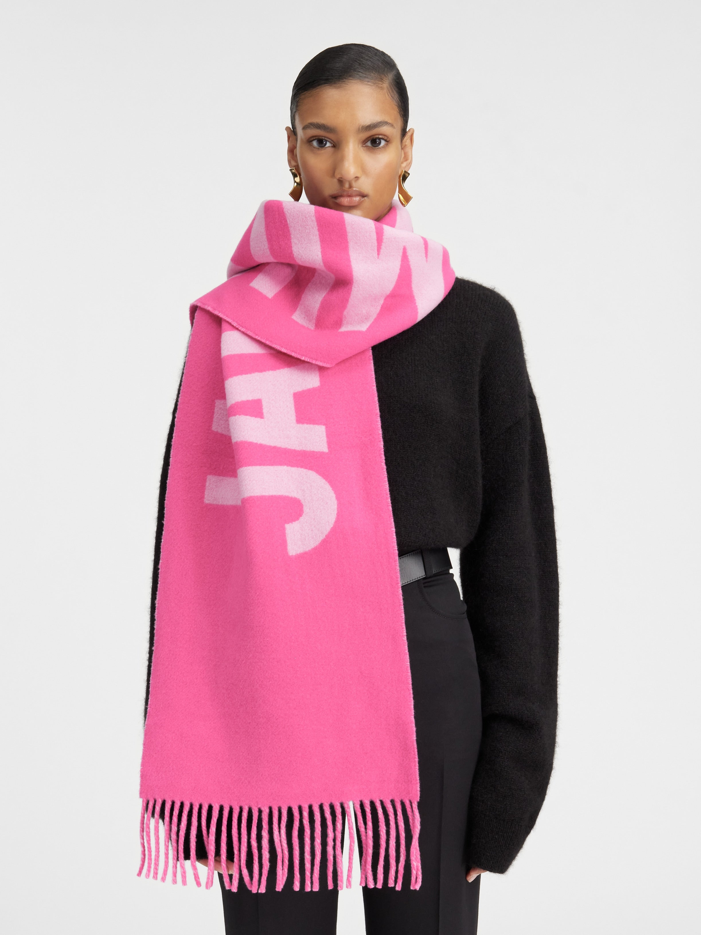 JACQUEMUS Fringe Logo Scarf